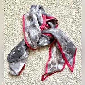 🖤 Banana Republic Silk-Cotton Scarf | Pebble Dot Print | Red Border